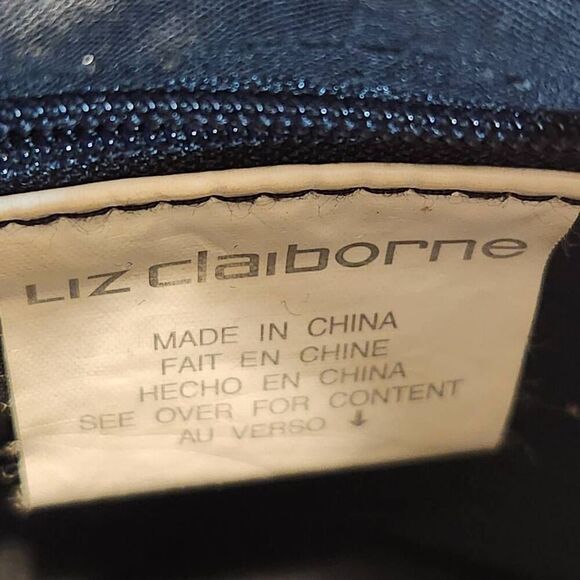 Vintage Liz Claiborne crochet woven cotton mini shoulder bag black brown strap - Picture 8 of 10